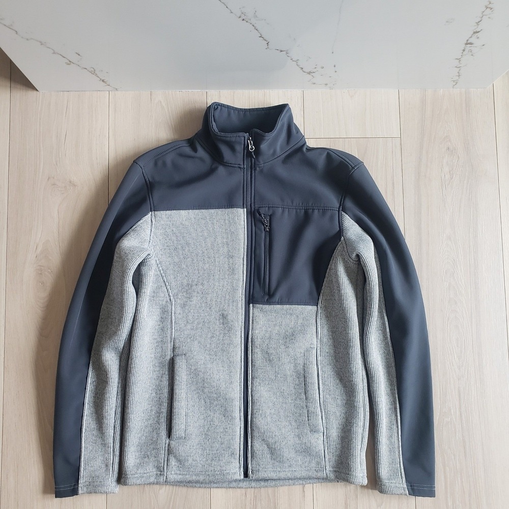 Swiss‎ Tech Softshell Jacket Mens Small Gray Fleece Full Zip Hiking Workwear